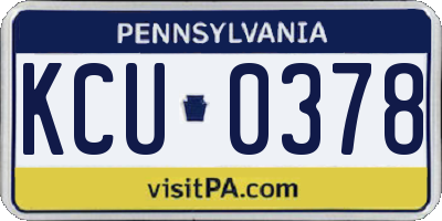 PA license plate KCU0378