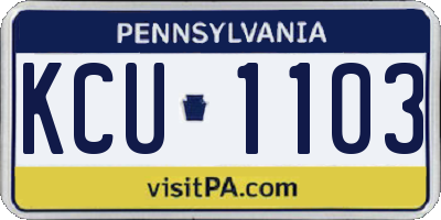 PA license plate KCU1103