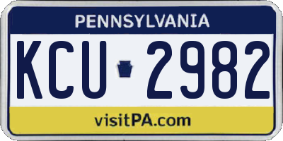 PA license plate KCU2982