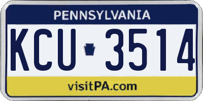 PA license plate KCU3514