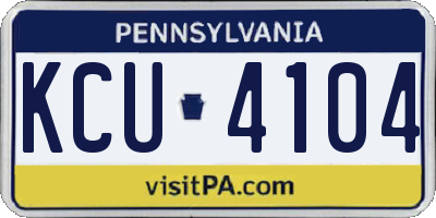 PA license plate KCU4104
