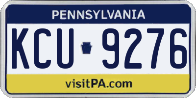 PA license plate KCU9276