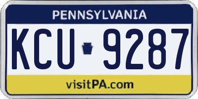 PA license plate KCU9287