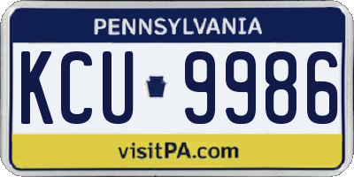 PA license plate KCU9986
