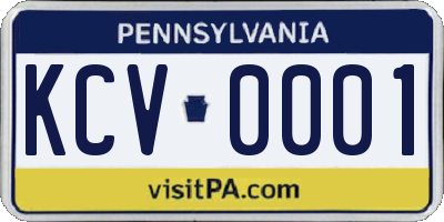 PA license plate KCV0001