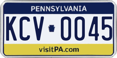 PA license plate KCV0045