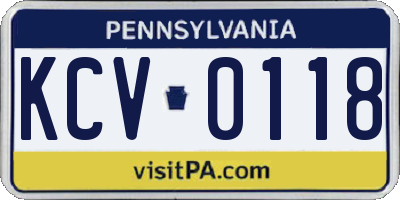 PA license plate KCV0118