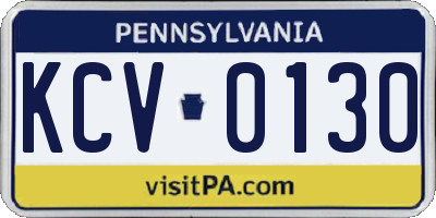 PA license plate KCV0130