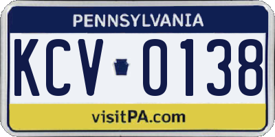 PA license plate KCV0138
