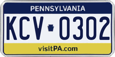 PA license plate KCV0302