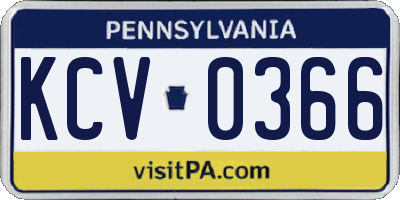 PA license plate KCV0366