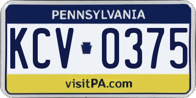 PA license plate KCV0375