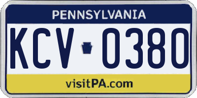 PA license plate KCV0380