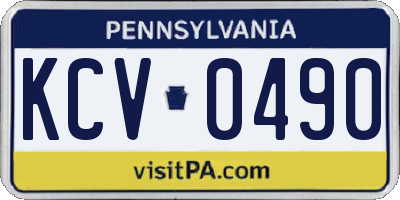 PA license plate KCV0490