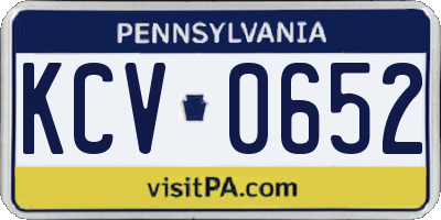 PA license plate KCV0652