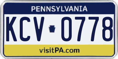 PA license plate KCV0778
