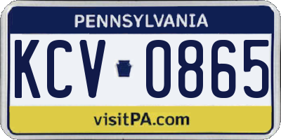 PA license plate KCV0865