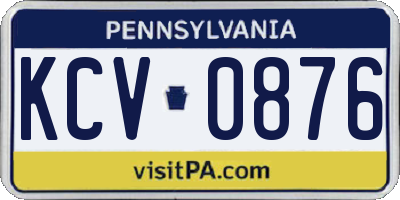 PA license plate KCV0876