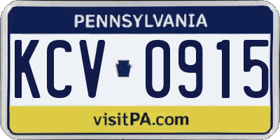 PA license plate KCV0915