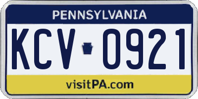 PA license plate KCV0921