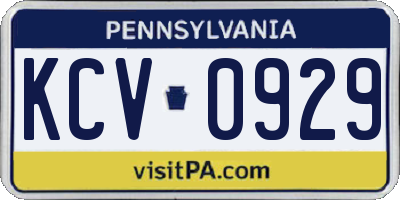 PA license plate KCV0929