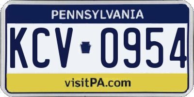 PA license plate KCV0954