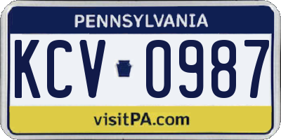PA license plate KCV0987