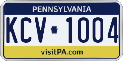 PA license plate KCV1004