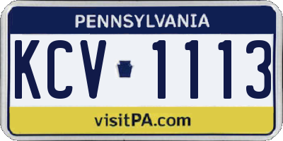 PA license plate KCV1113