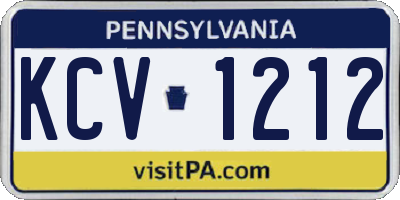 PA license plate KCV1212