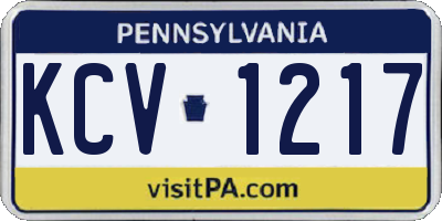 PA license plate KCV1217