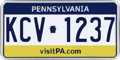 PA license plate KCV1237