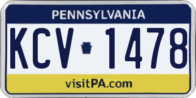 PA license plate KCV1478