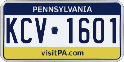 PA license plate KCV1601