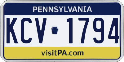 PA license plate KCV1794