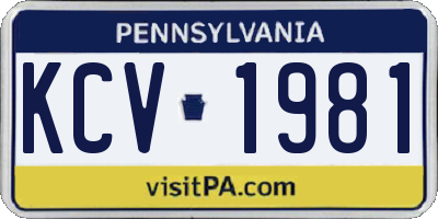 PA license plate KCV1981