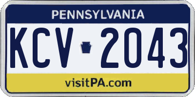 PA license plate KCV2043