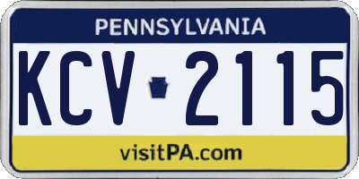 PA license plate KCV2115