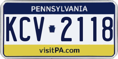 PA license plate KCV2118