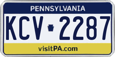 PA license plate KCV2287
