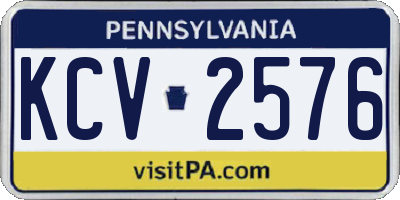 PA license plate KCV2576