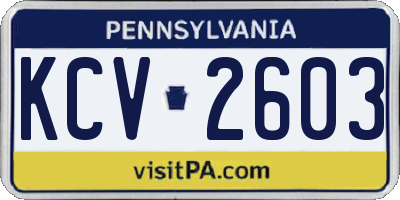 PA license plate KCV2603