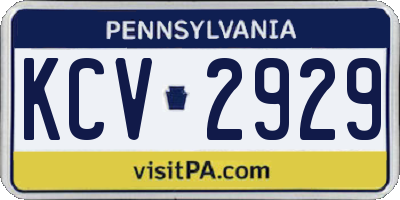 PA license plate KCV2929