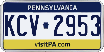 PA license plate KCV2953