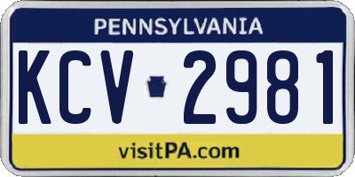 PA license plate KCV2981