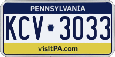 PA license plate KCV3033
