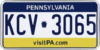 PA license plate KCV3065