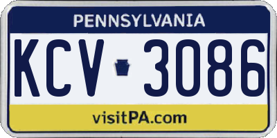 PA license plate KCV3086