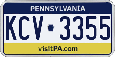 PA license plate KCV3355