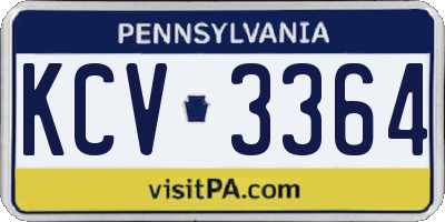 PA license plate KCV3364